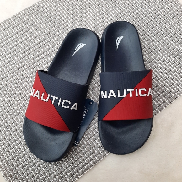 Nautica Stono 4 Spellout Logo Color Block Pool Slides Sandal Vacation 4 NEW  You - Picture 3 of 10